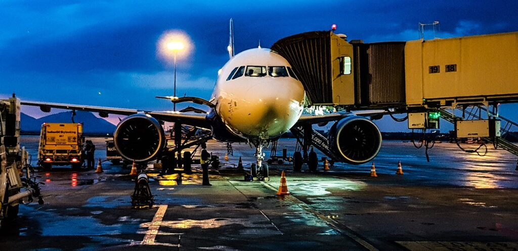 Airbus aircraft loading on the tarmac