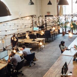 employees working at desks at a start-up company