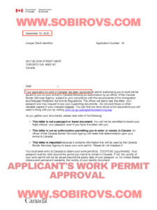 applicant work permit approval document