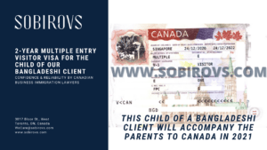 Canadian multi entry visa for the client's child by Sobirovs Law Firm
