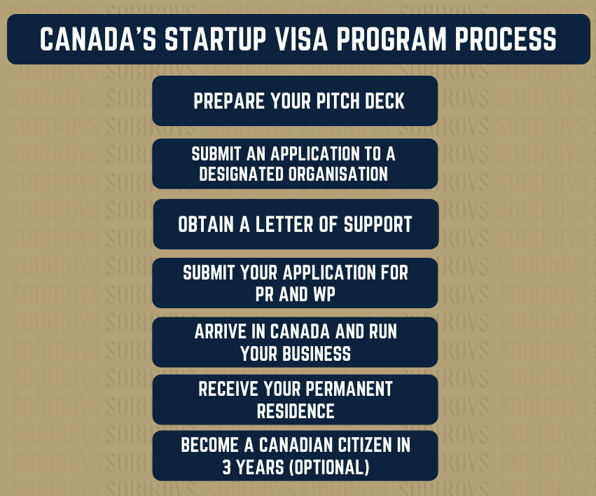 A graph that shows step by step Start Up Visa Canada Process 
