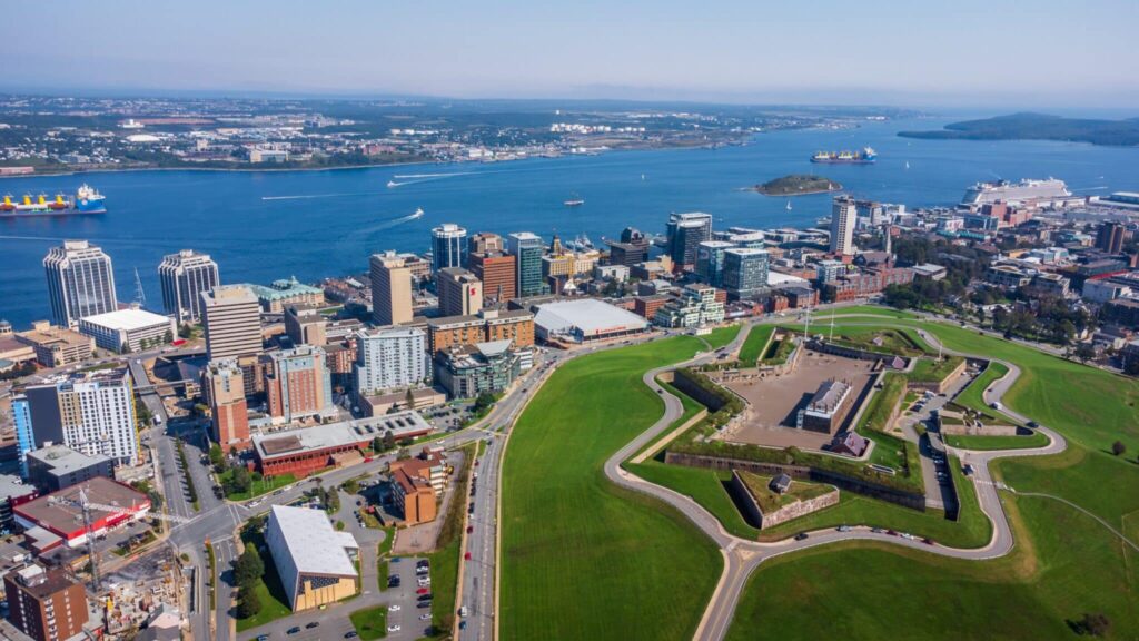 Aerial view of downtown Halifax and Citadel Hill overlooking the harbour, representing Nova Scotia’s growing business startup hub for entrepreneurs in 2025