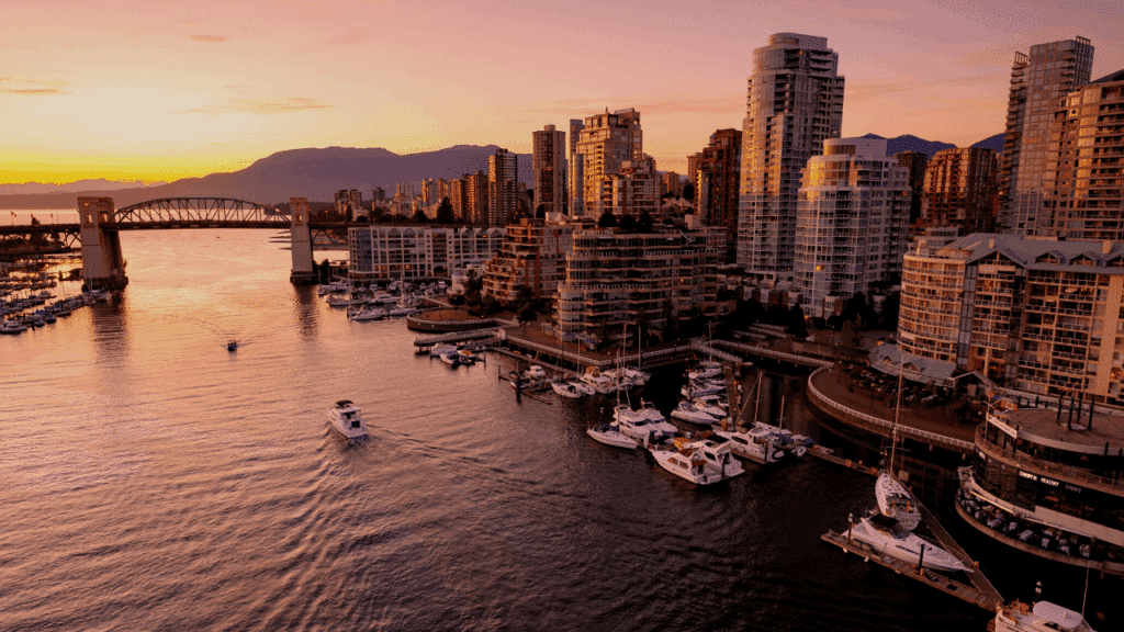 Vancouver waterfront skyline at sunset highlighting British Columbia’s tech startup hub and entrepreneurial opportunities in 2025
