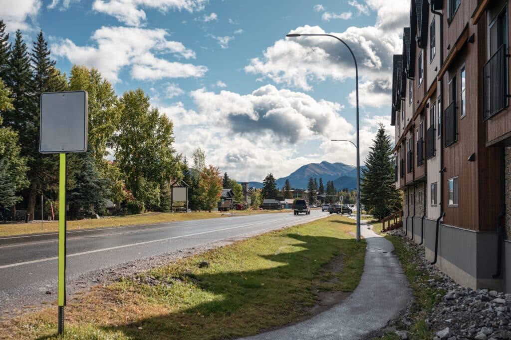 Main street of a rural Alberta town showing the local community that welcomes international entrepreneurs under the AAIP program