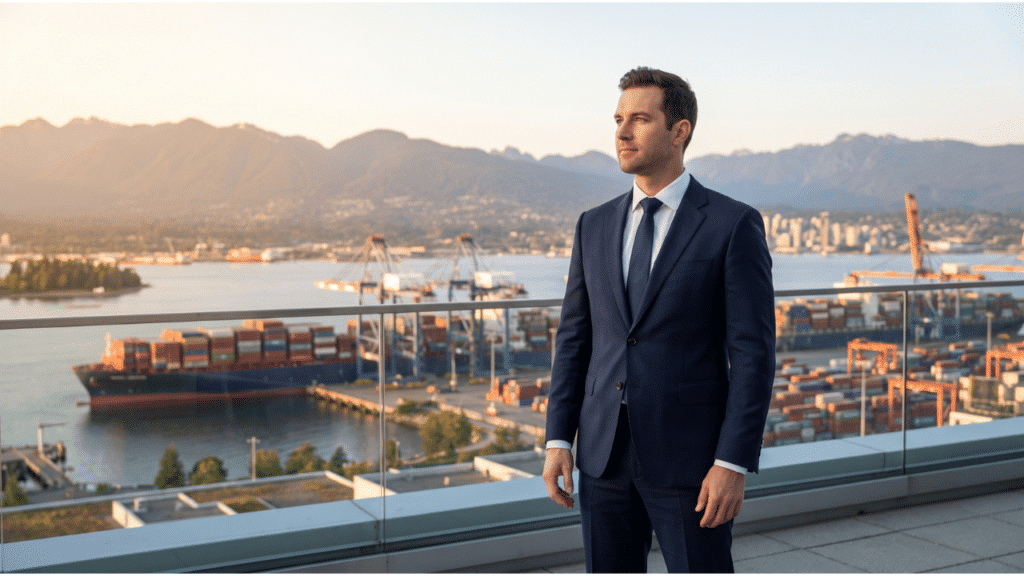 Business executive stands confident after approval of a BC PNP work permit despite a past criminal record